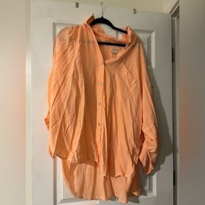 American Eagle Outfitters Peach Button-Up Shirt NWOT coverup, lightweight shirt